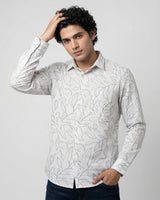 White Leafy Print Shirt