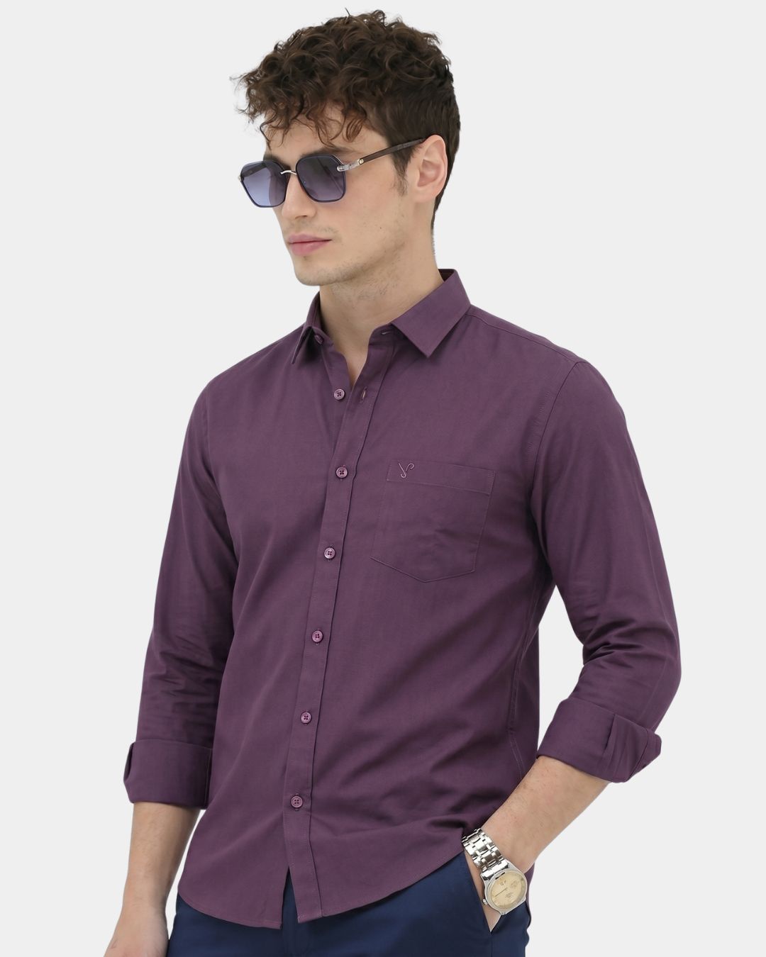 Men's Textured Burgandy Shirt