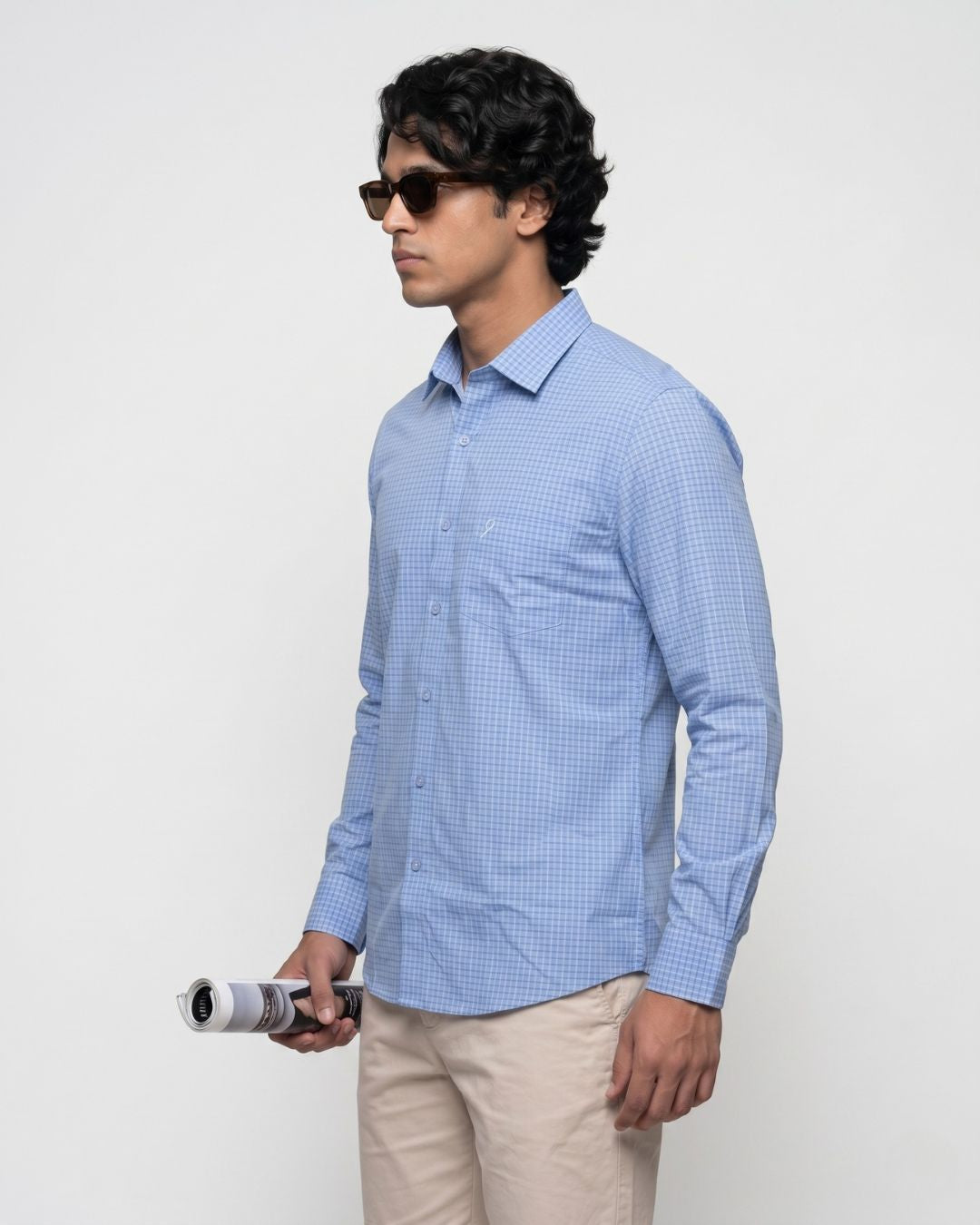 Sky Blue Checked Shirt
