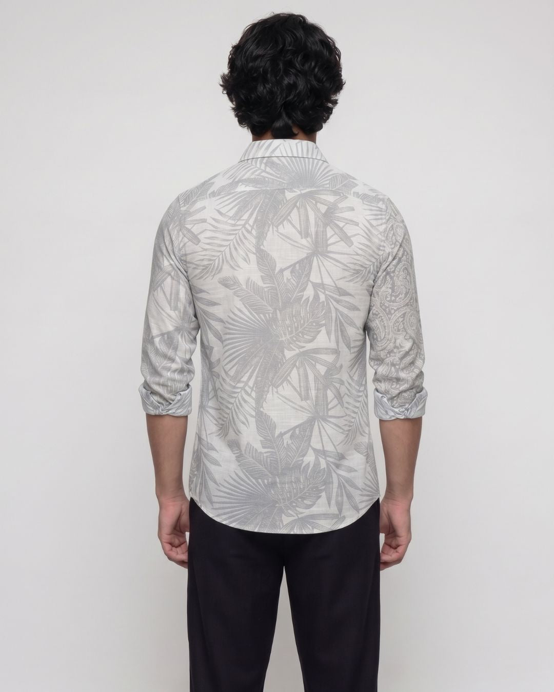 Grey Monochrome Floral Shirt