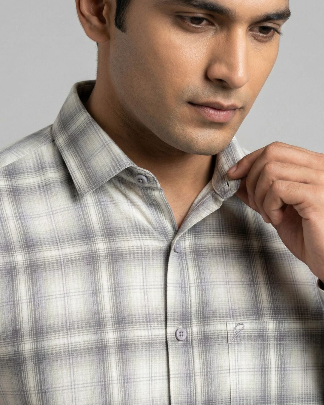 Grey Checked Shirt for Men