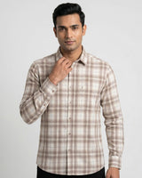 Brown Checked Shirt for Men – Full Sleeve Cotton Casual