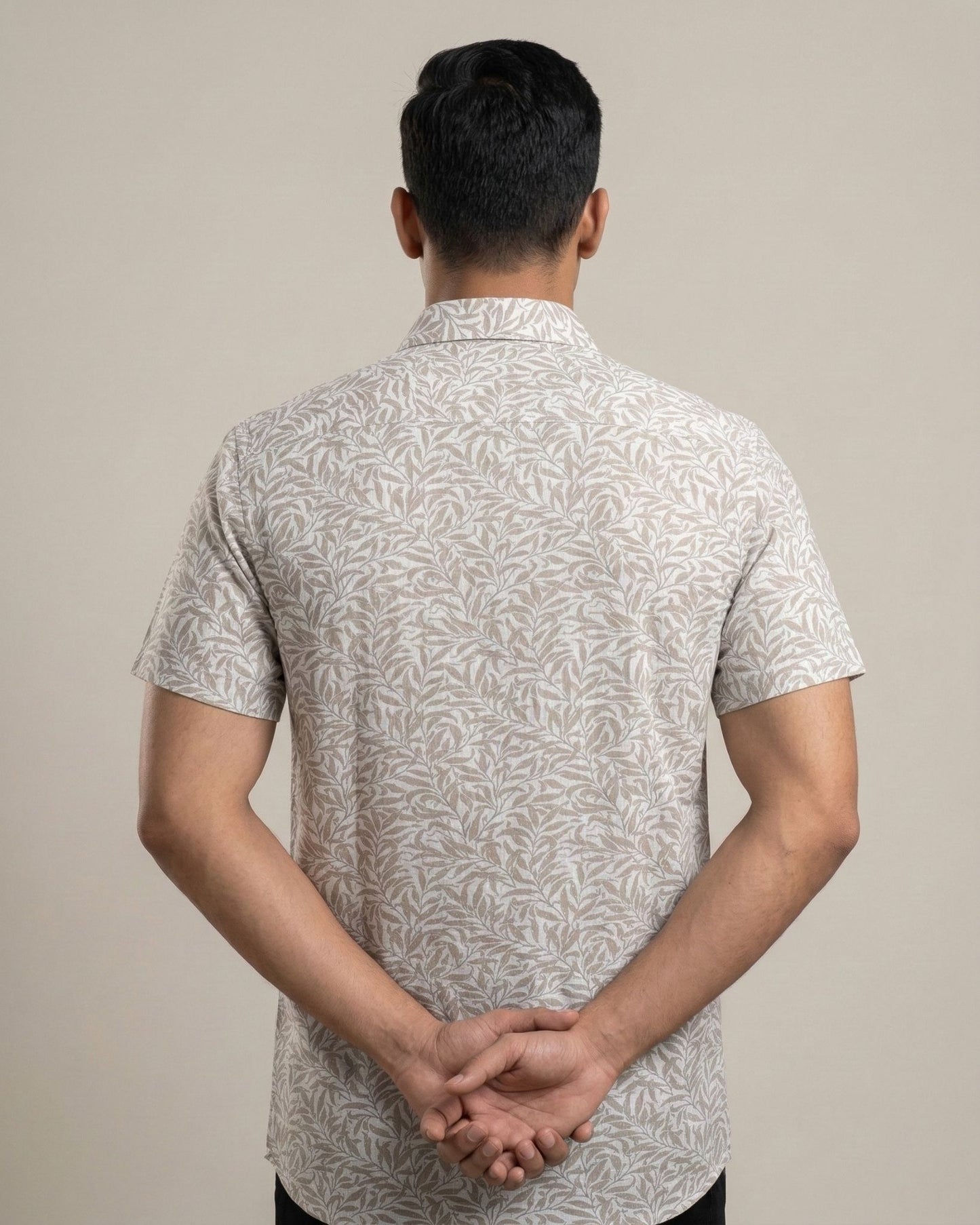 White & Brown Printed Shirt