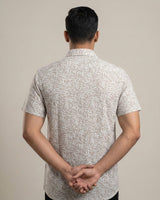 White & Brown Printed Shirt