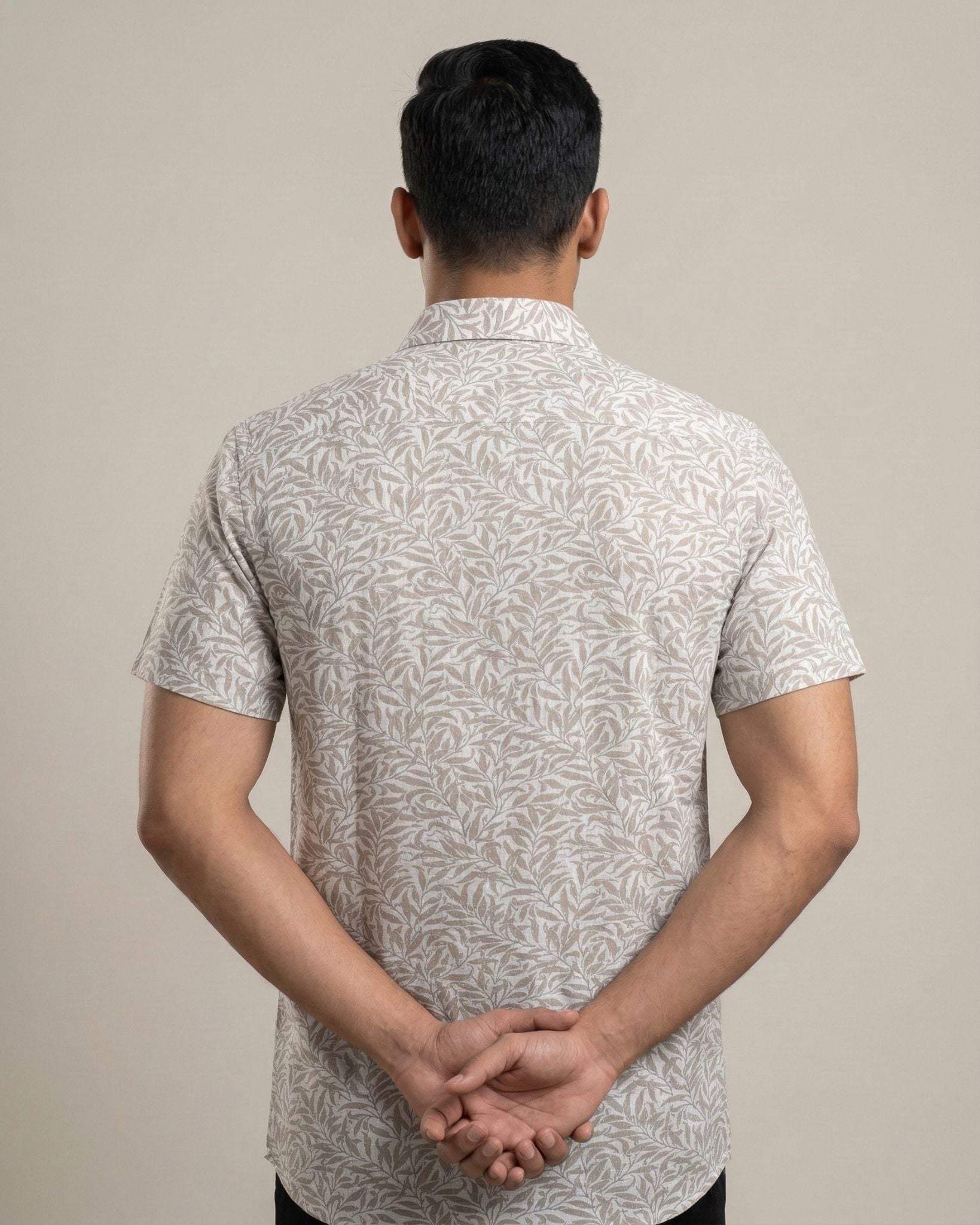 White & Brown Printed Shirt