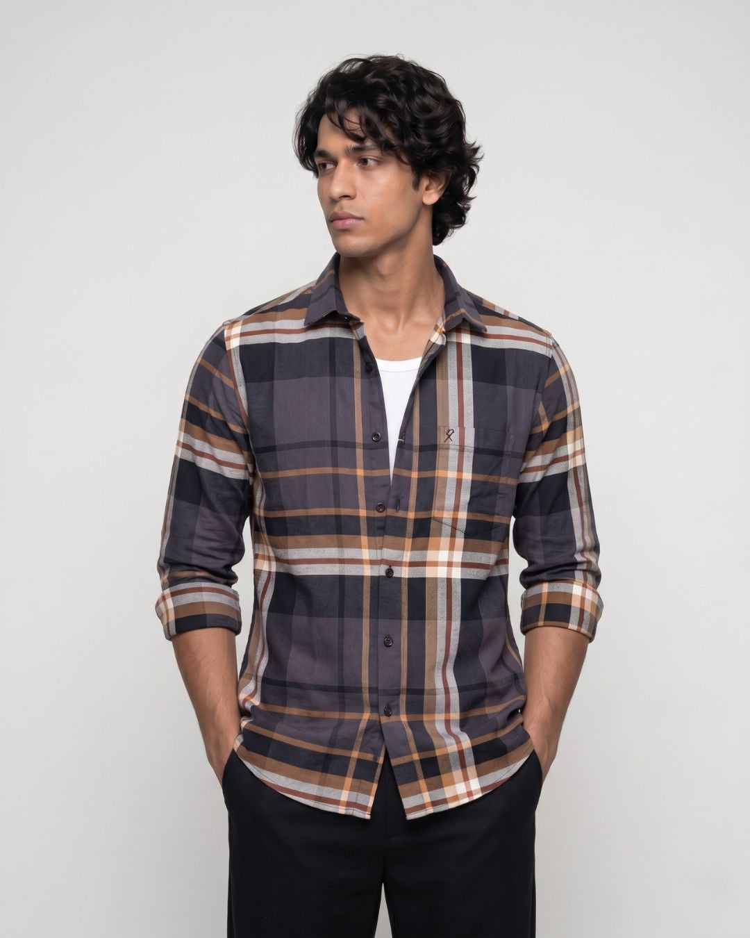 Men's Charcoal Plaid Shirt