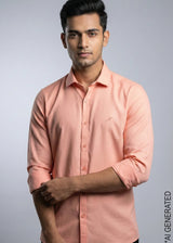 Peach Knitted Full Sleeve Shirt