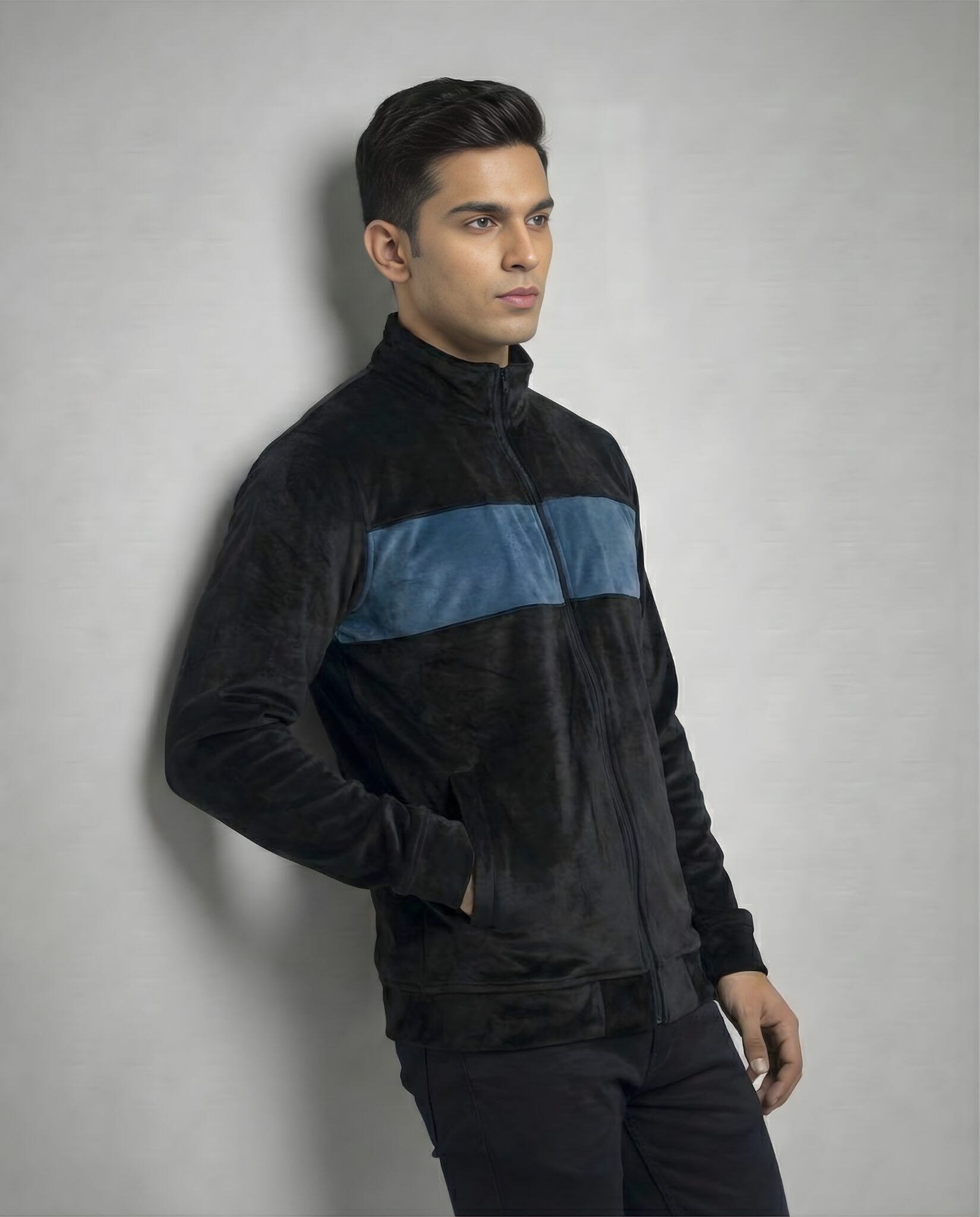 Black - Blue Full-Zip Sweatshirt
