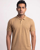 Men’s Beige Regular Fit Polo T-Shirt