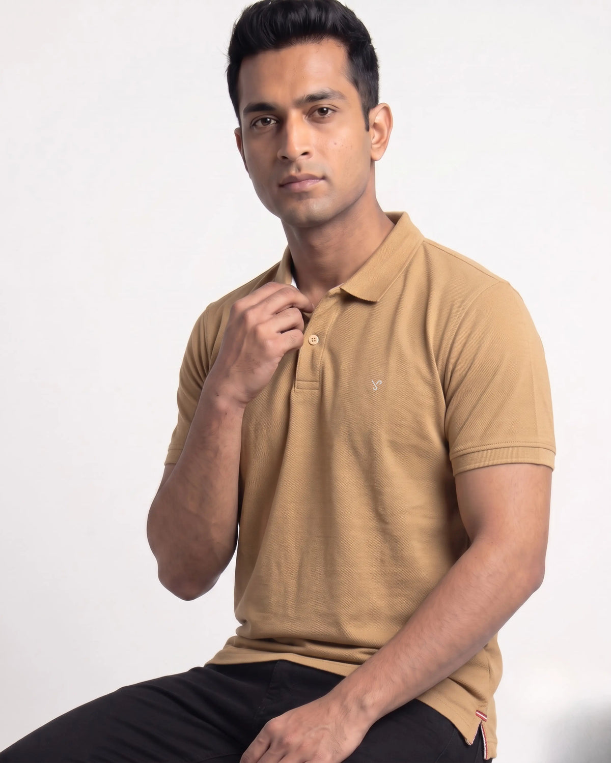 Men’s Beige Regular Fit Polo T-Shirt