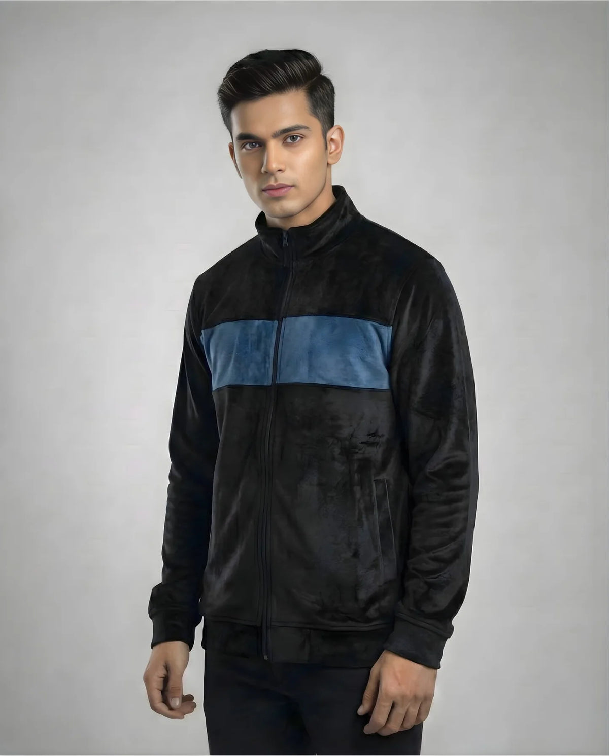 Black & Blue Full-Zip Jacket for Men