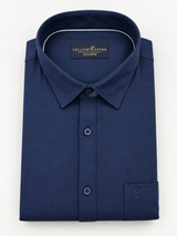 Men’s Navy Blue Self-Textured Casual Shirt