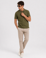 Olive Green Textured Polo T-Shirt