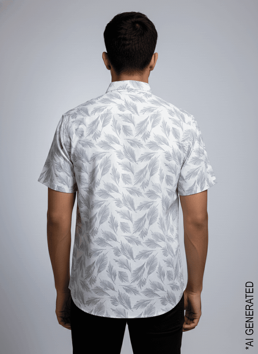 White Grey Print Shirt