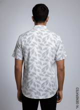 White Grey Print Shirt