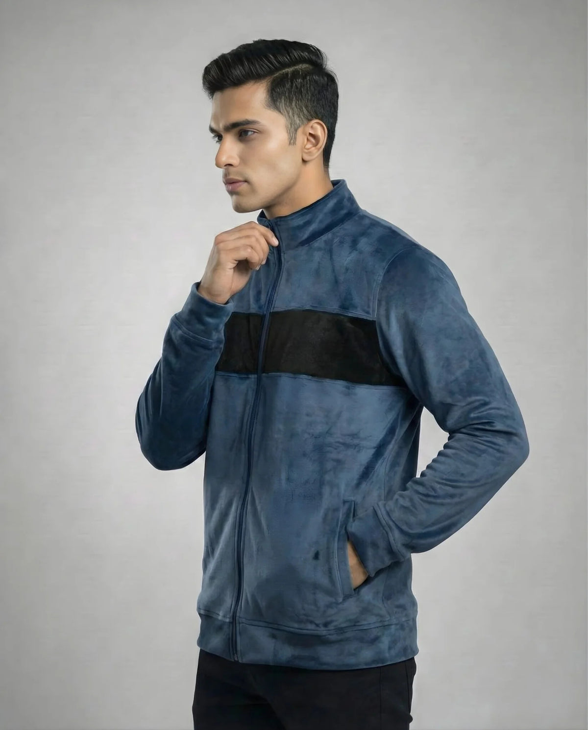 Blue Full-Zip Jacket for Men