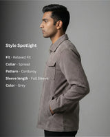 Grey Zipper Shacket for Men