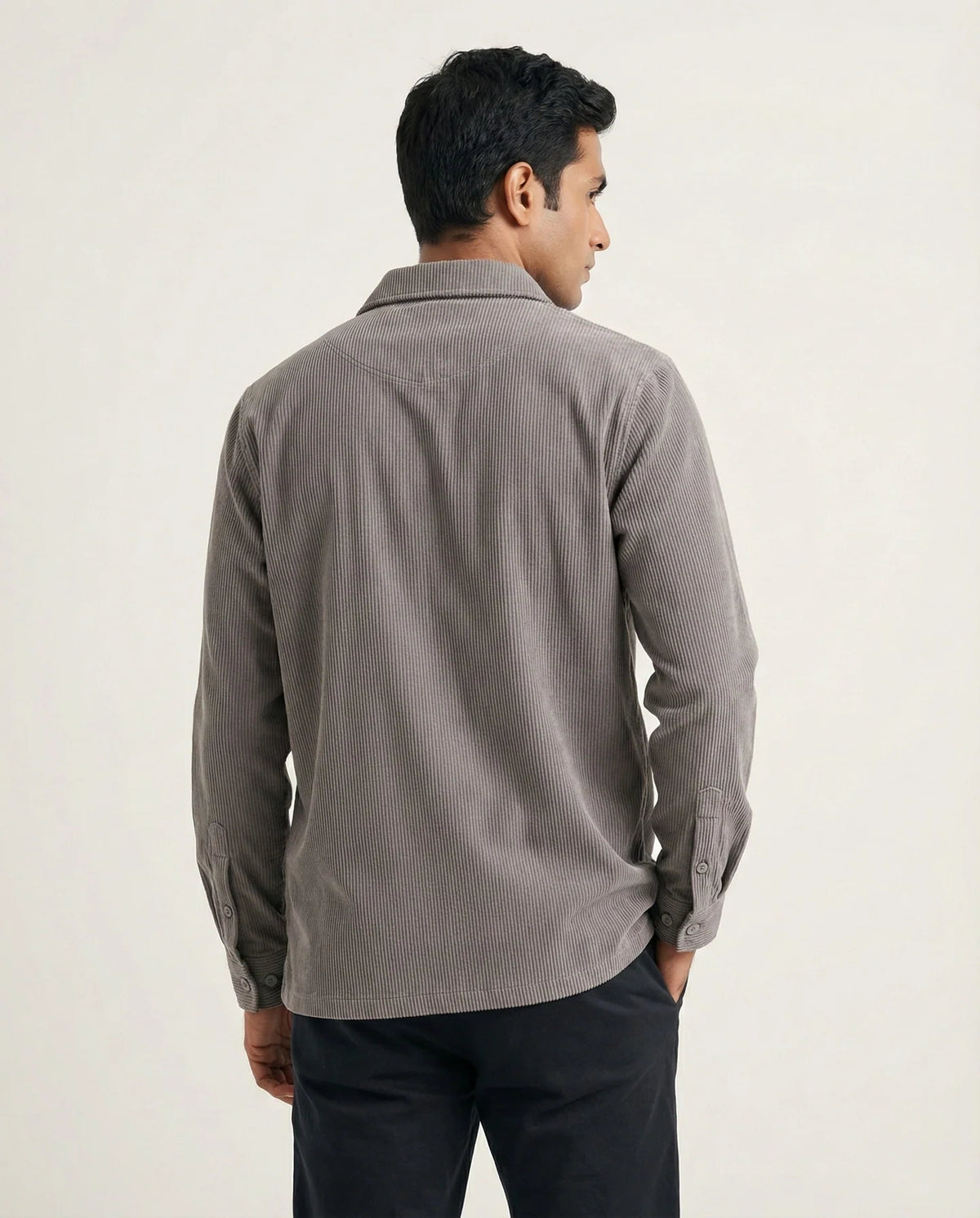 Grey Zipper Shacket for Men