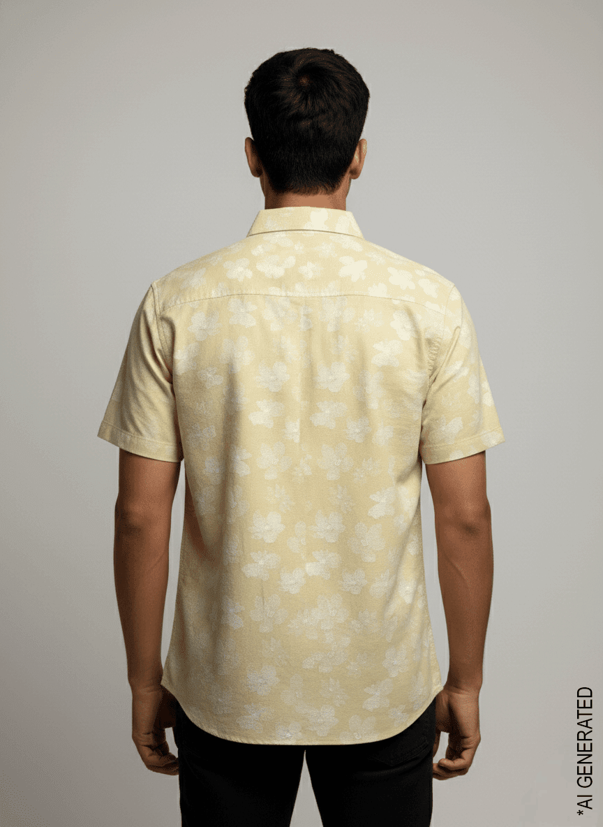 Half Sleeve Yellow Print