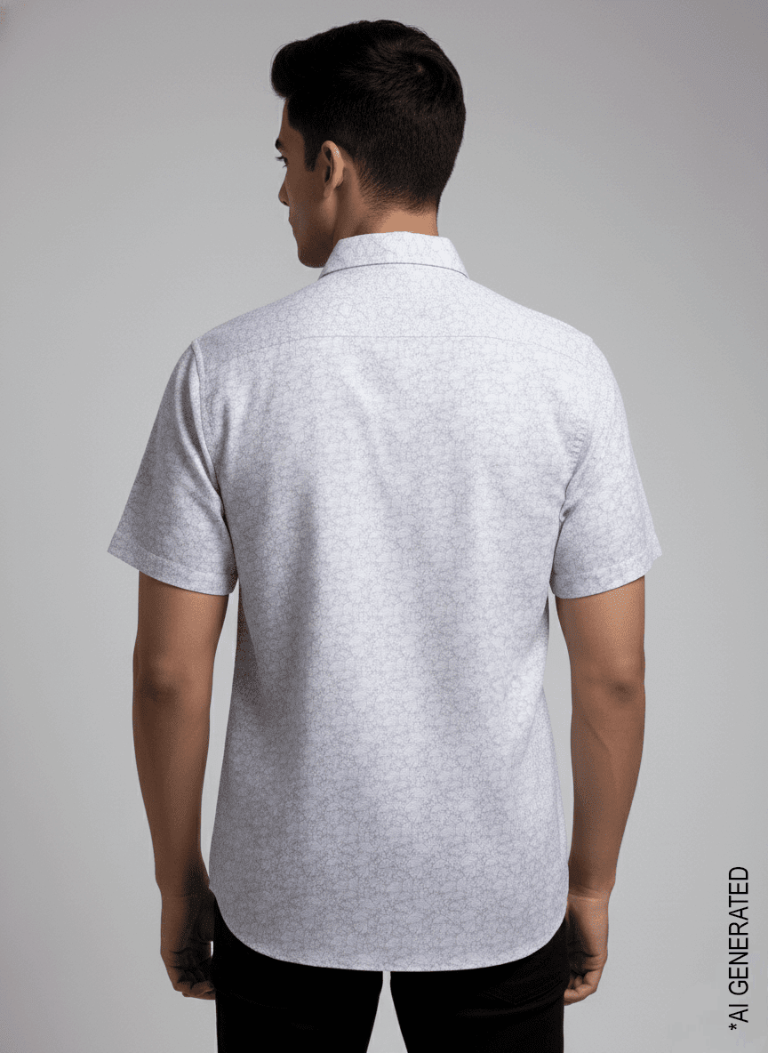 Half Sleeve White purple print