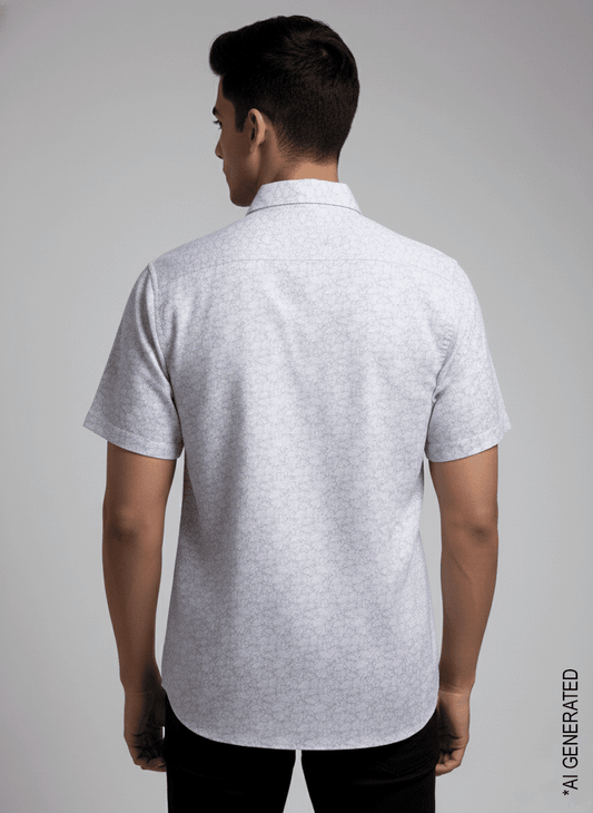 Half Sleeve White purple print