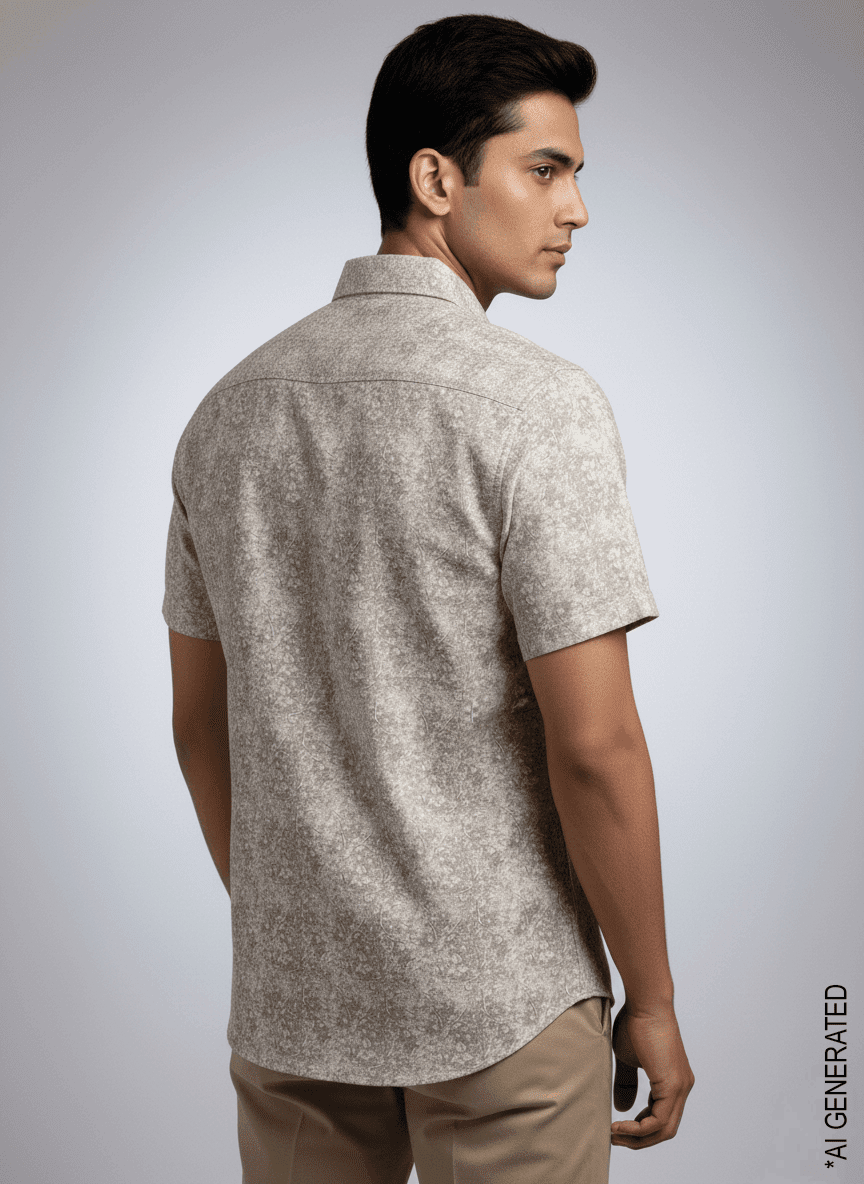 Half Sleeve Beige print