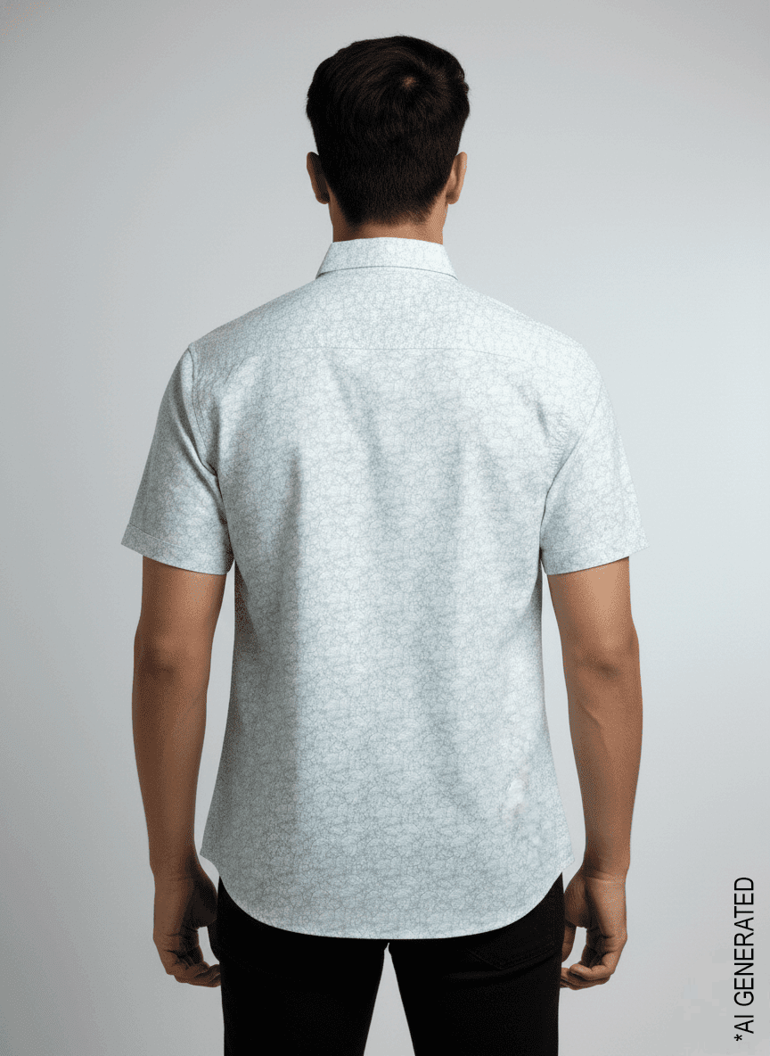 Half Sleeve White green print