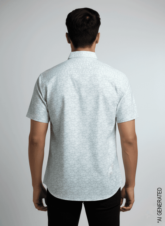 Half Sleeve White green print