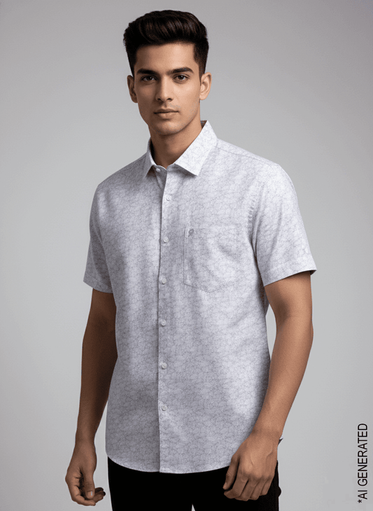 Half Sleeve White purple print