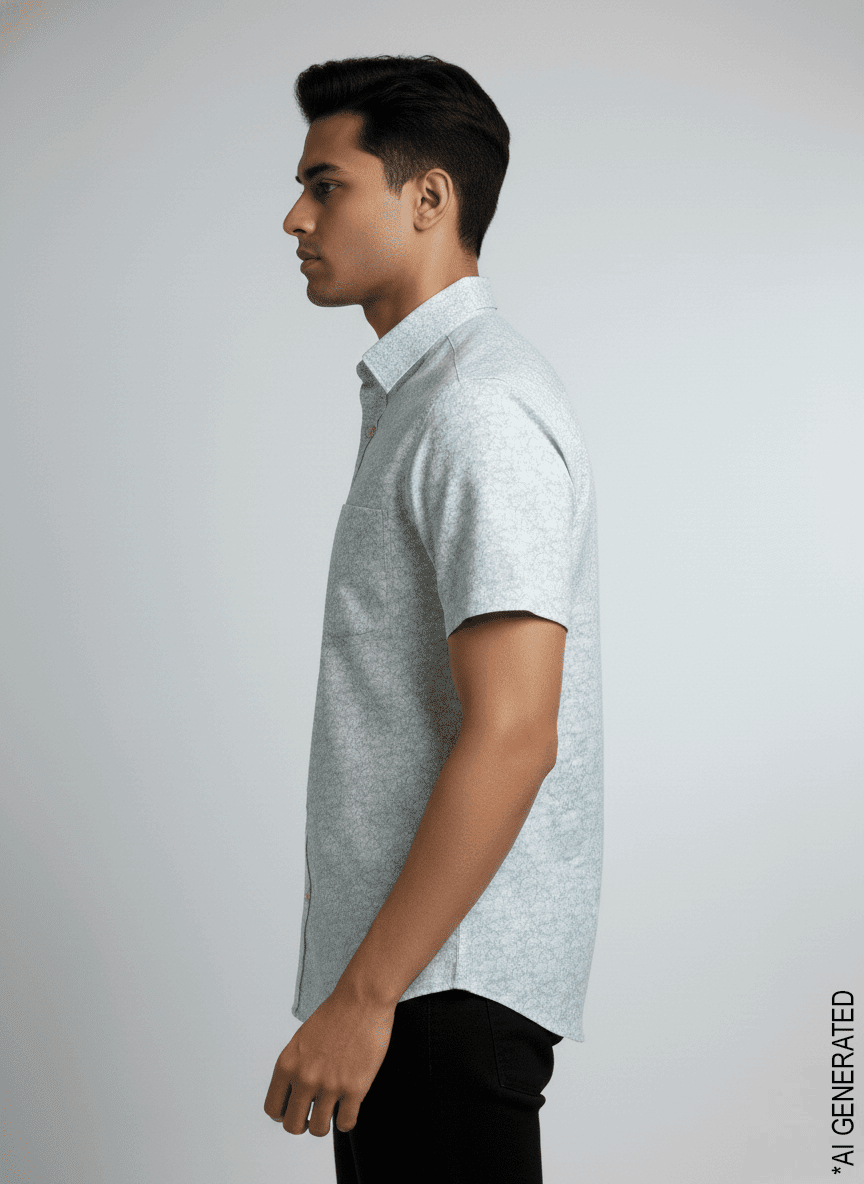 Half Sleeve White green print