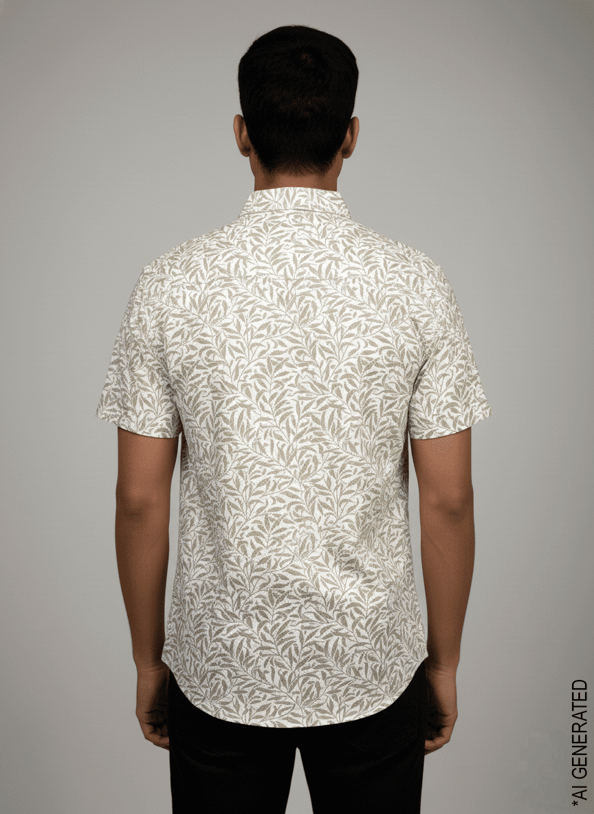 Half Sleeve White Brown print