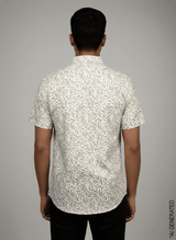 Half Sleeve White Brown print