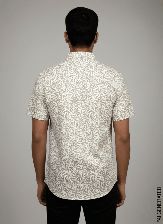 Half Sleeve White Brown print