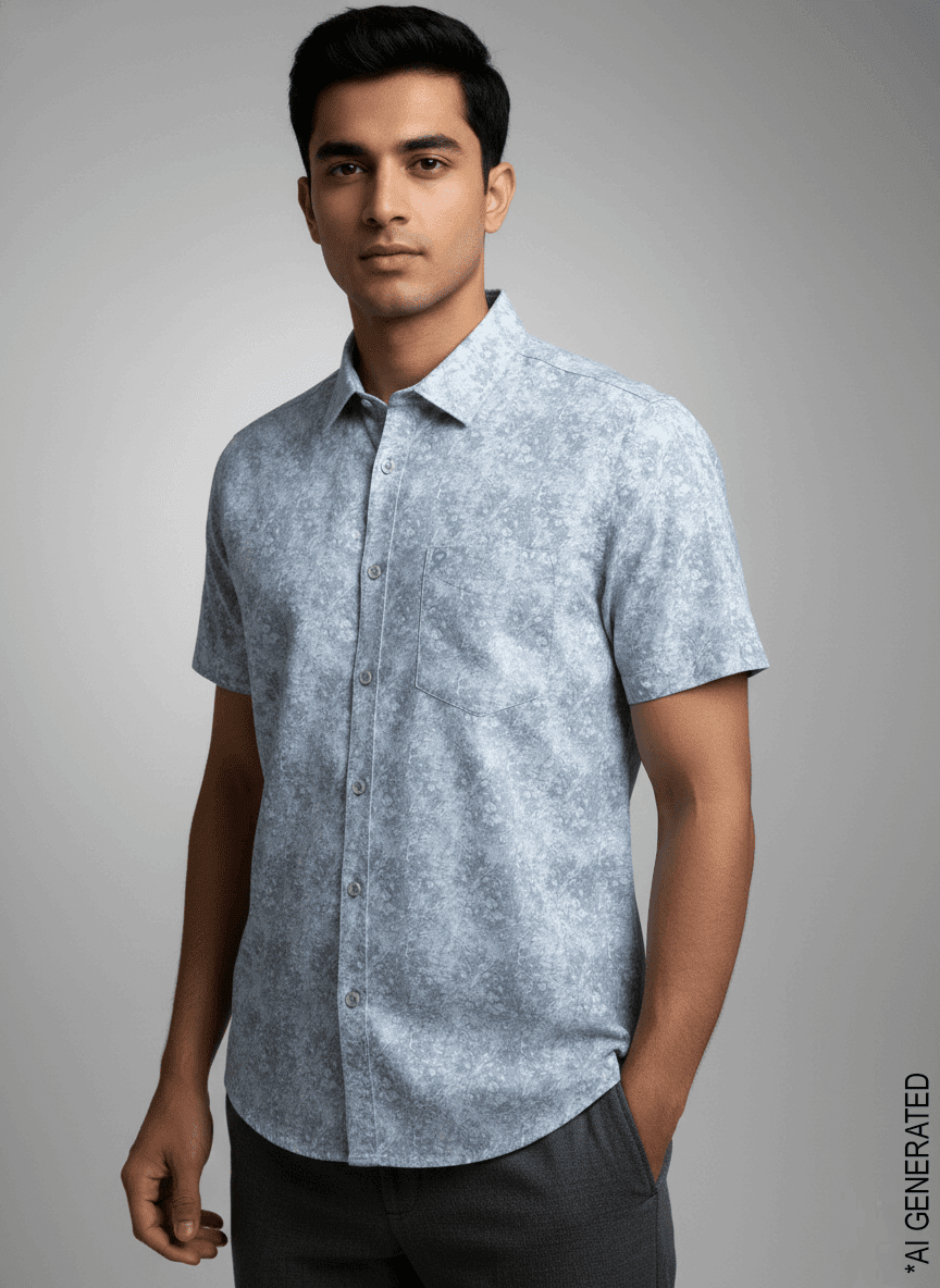 Half Sleeve Blue Print