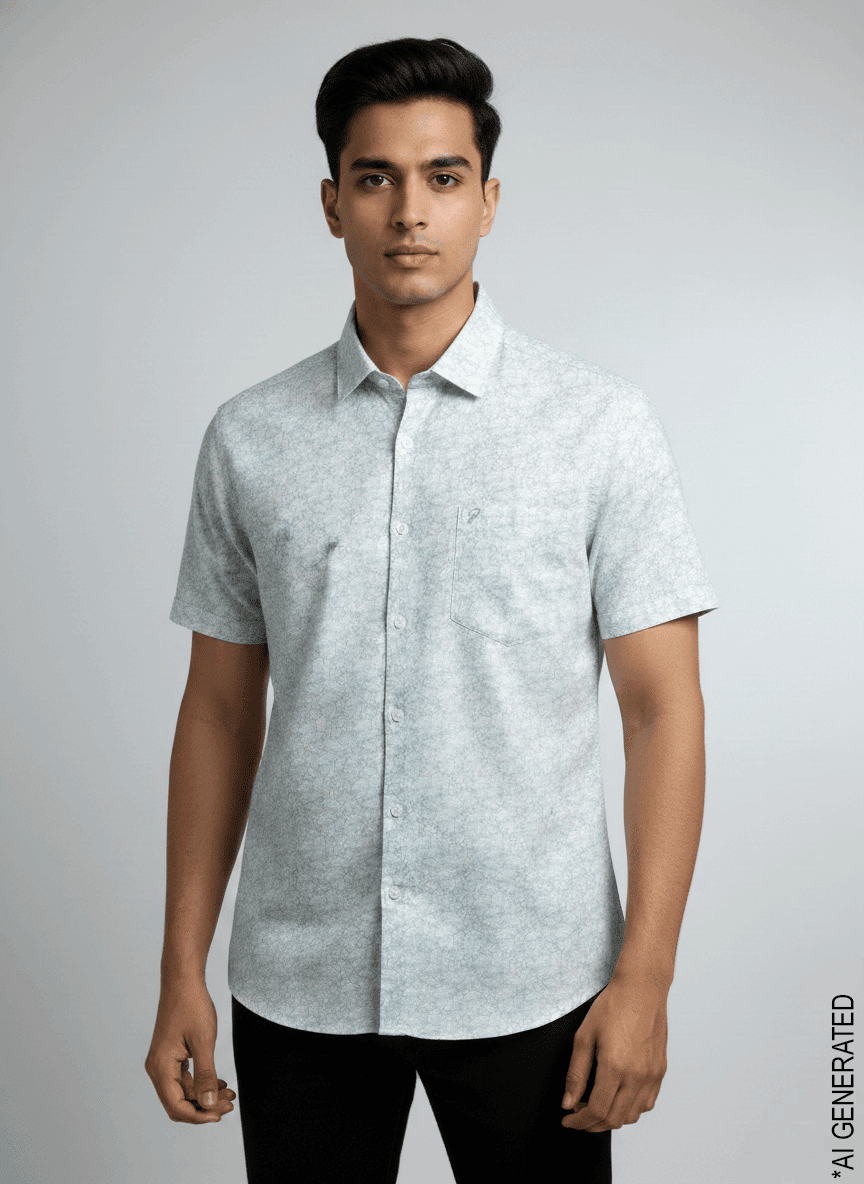 Half Sleeve White green print