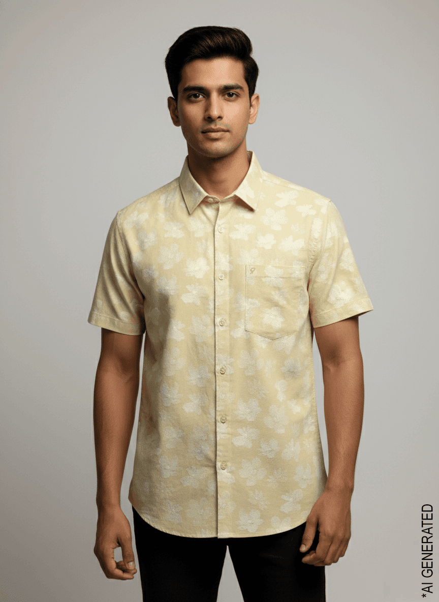 Half Sleeve Yellow Print