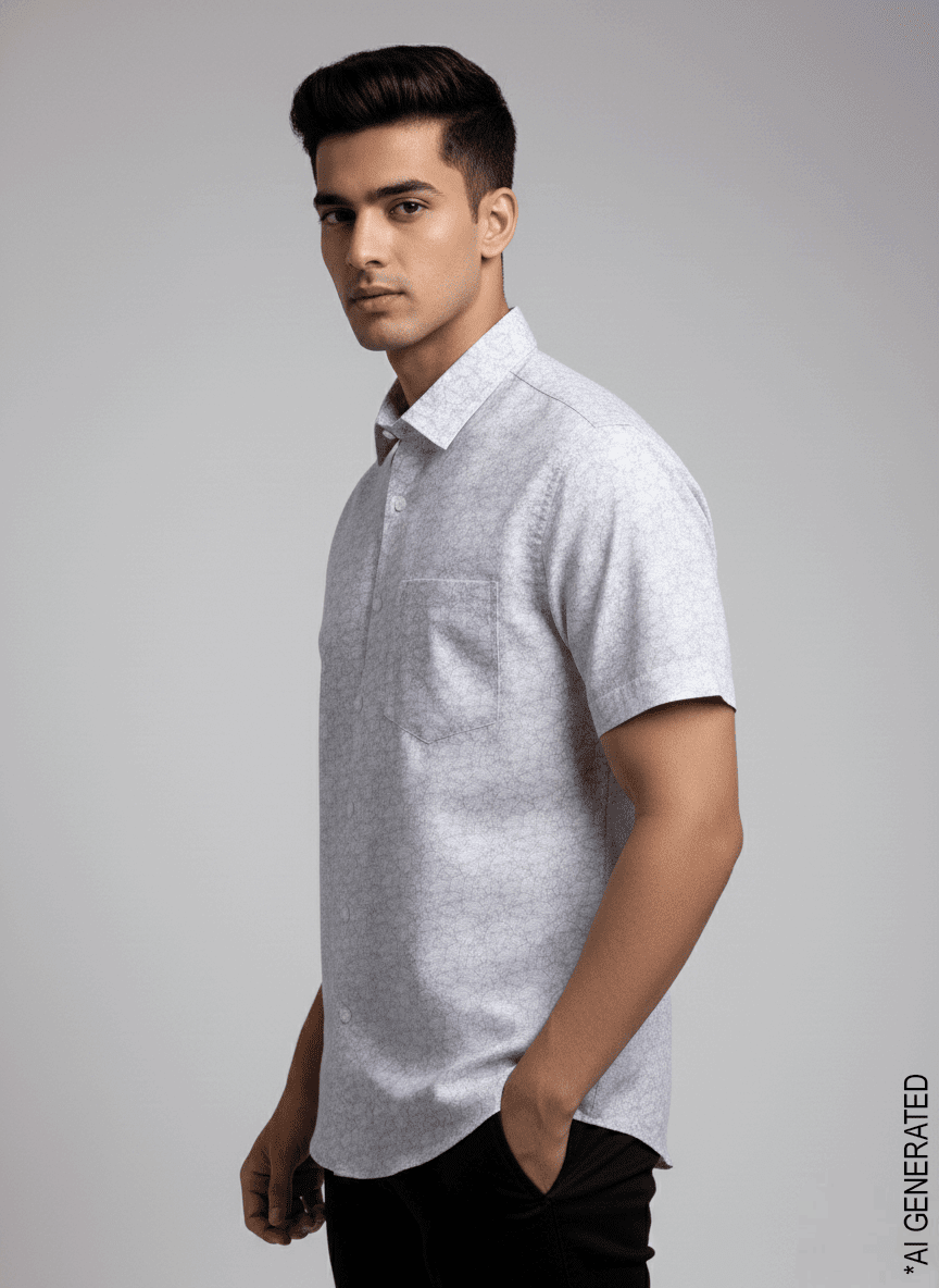 Half Sleeve White purple print