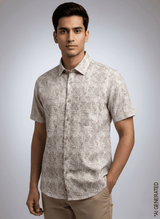 Half Sleeve Beige print