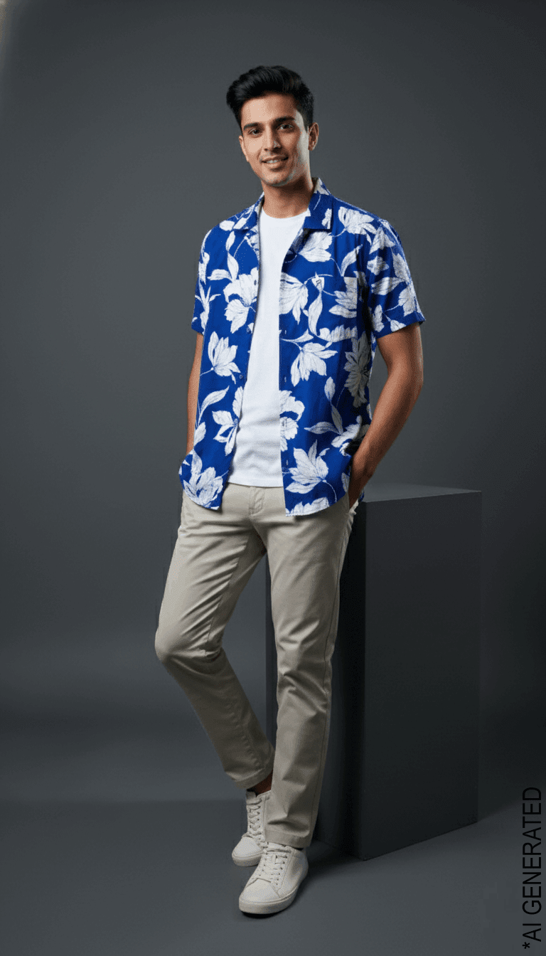 Half Sleeve Indigo floral