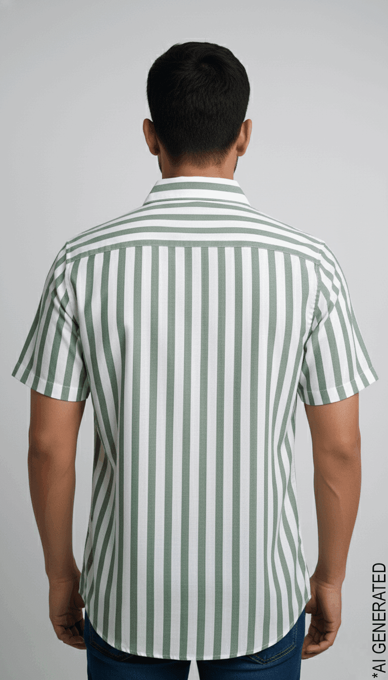 Half Sleeve White Green Lining