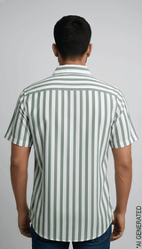 Half Sleeve White Green Lining