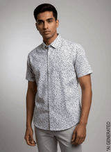 Half Sleeve White grey print