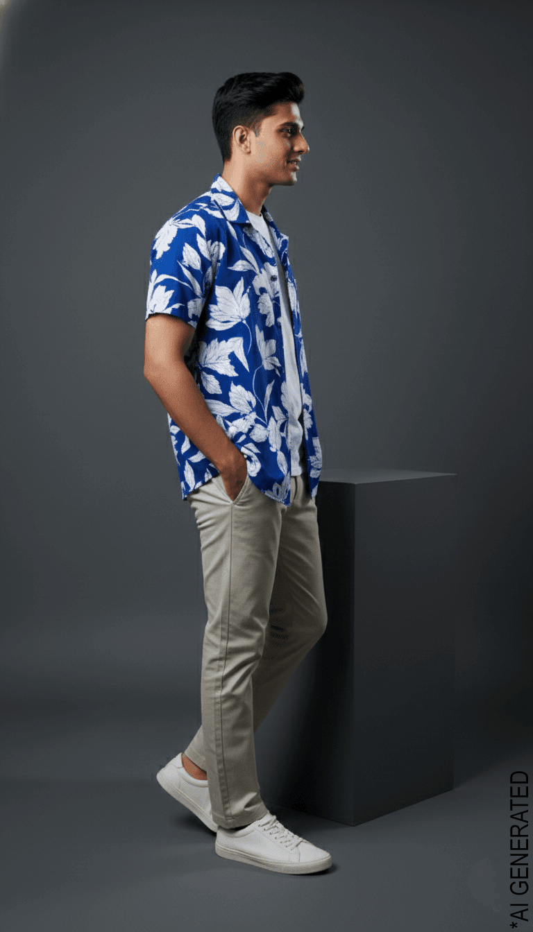 Half Sleeve Indigo floral