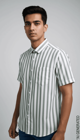 Half Sleeve White Green Lining