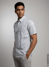 Half Sleeve White grey print