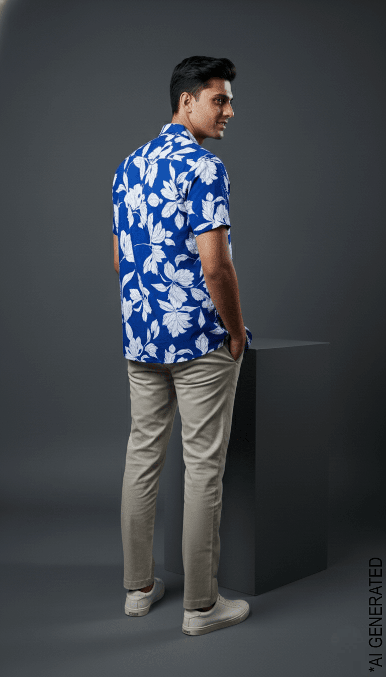 Half Sleeve Indigo floral