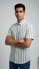 Half Sleeve White Green Lining