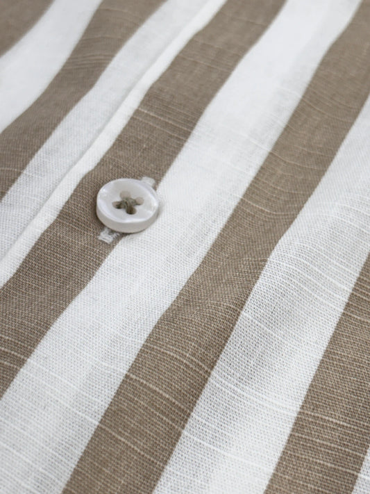 Full Sleeve White Brown Lining Shirt