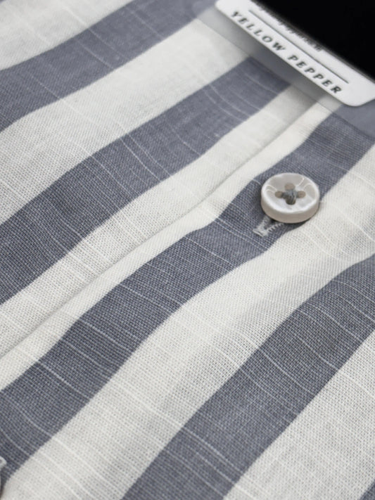 Full Sleeve White Grey Lining Shirt