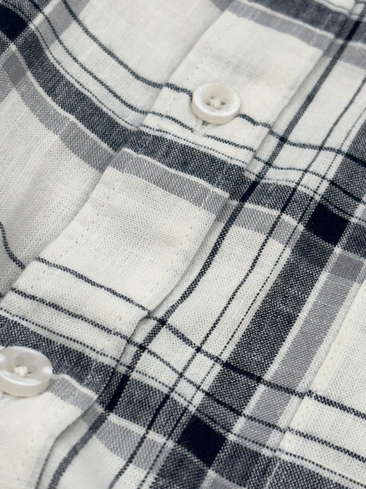 Full Sleeve Off White Check Shirt